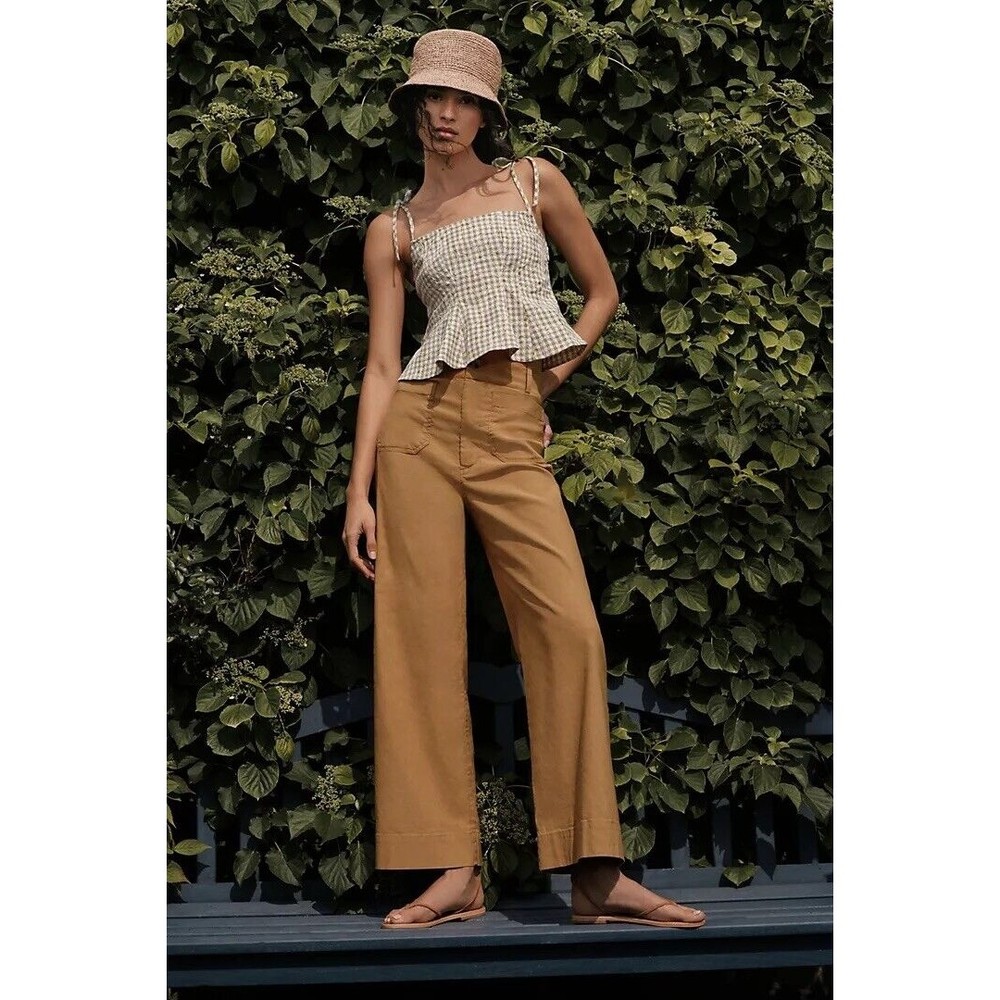 Maeve Anthropologie The Colette Wide Leg Pants Crop Size 30 Womens In Honey